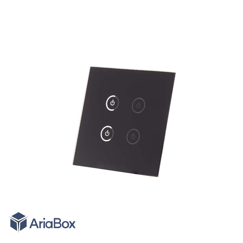 874 شیشه چهار پل مشکی کلید هوشمند GL2-A2P4 با ابعاد 2×86×86 میلی متر